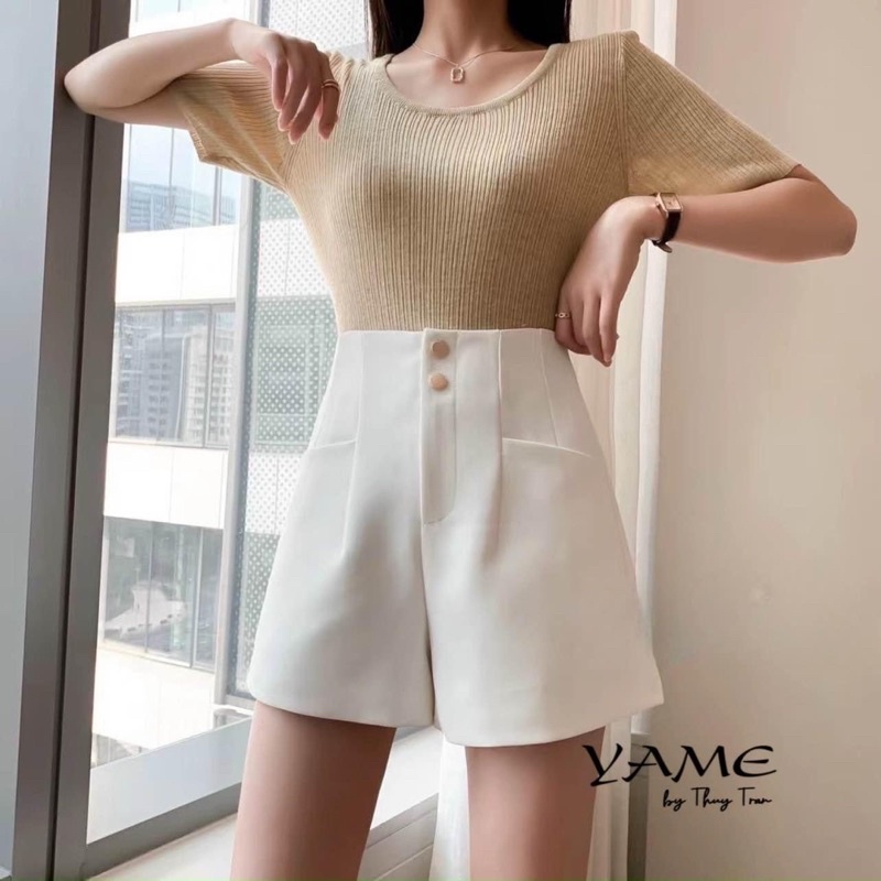 (100% hình thật do shop chụp) {YAME BY THUY TRAN} QUẦN SHORT LƯNG CAO CÓ NÚT (Q04)