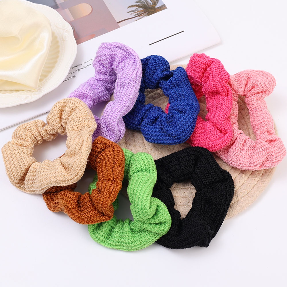 Dây Cột Tóc Len Co Giãn Thiết Kế Đơn Giản Thời Trang Mùa Đông Cho Nữ