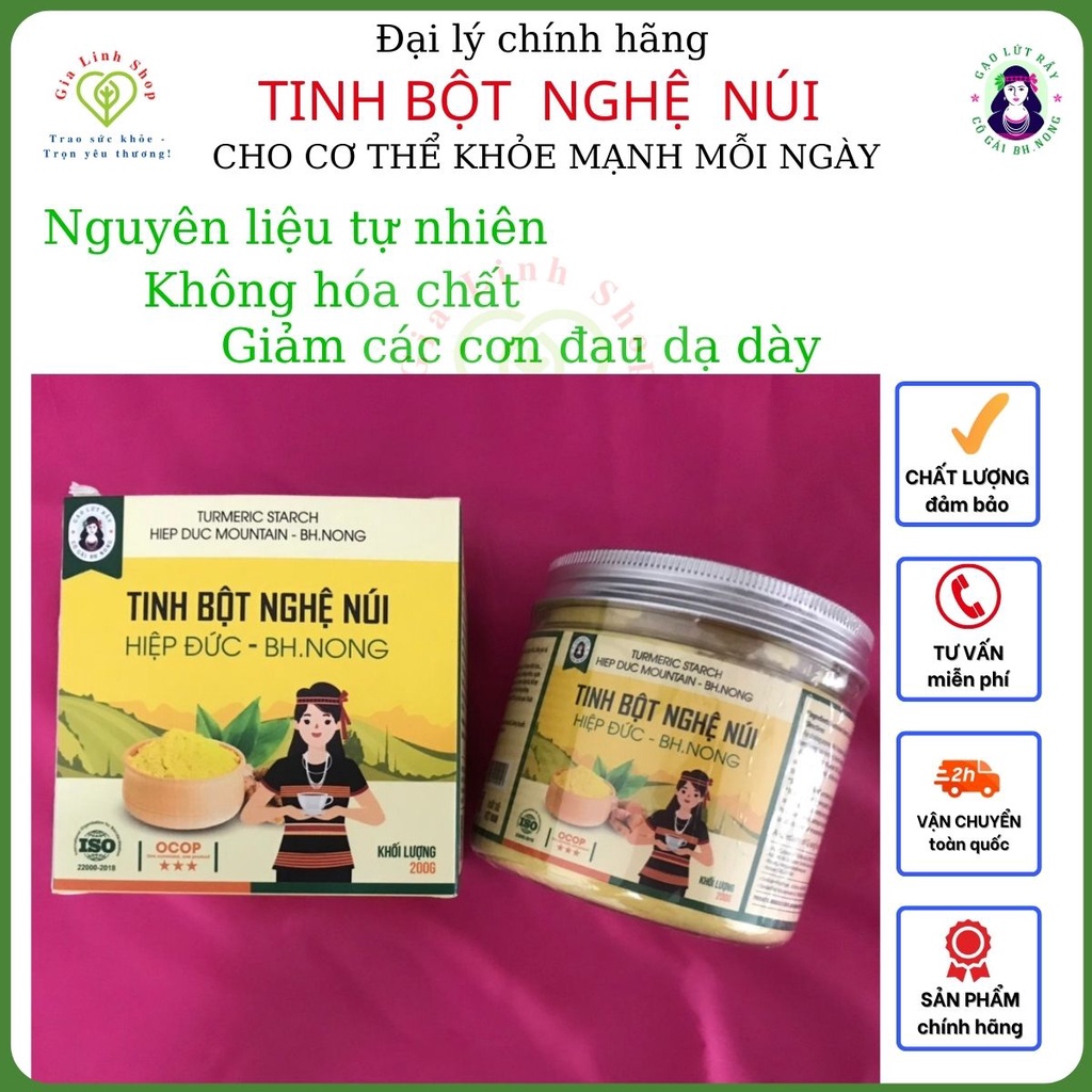 Tinh bột nghệ Bh.nong hộp 200gr Hỗ trợ điều trị các bệnh đau, viêm loét dạ dày, tá tràng, đại tràng,làm đẹp da...