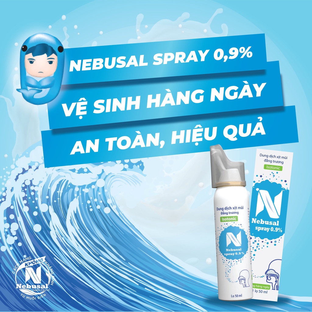 Dung Dịch Vệ Sinh Mũi Nebusal Spray Giảm Nghẹt Mũi, Sổ Mũi Cho Trẻ Từ 3 Tháng Tuổi Và Người Lớn 50ML Locashop