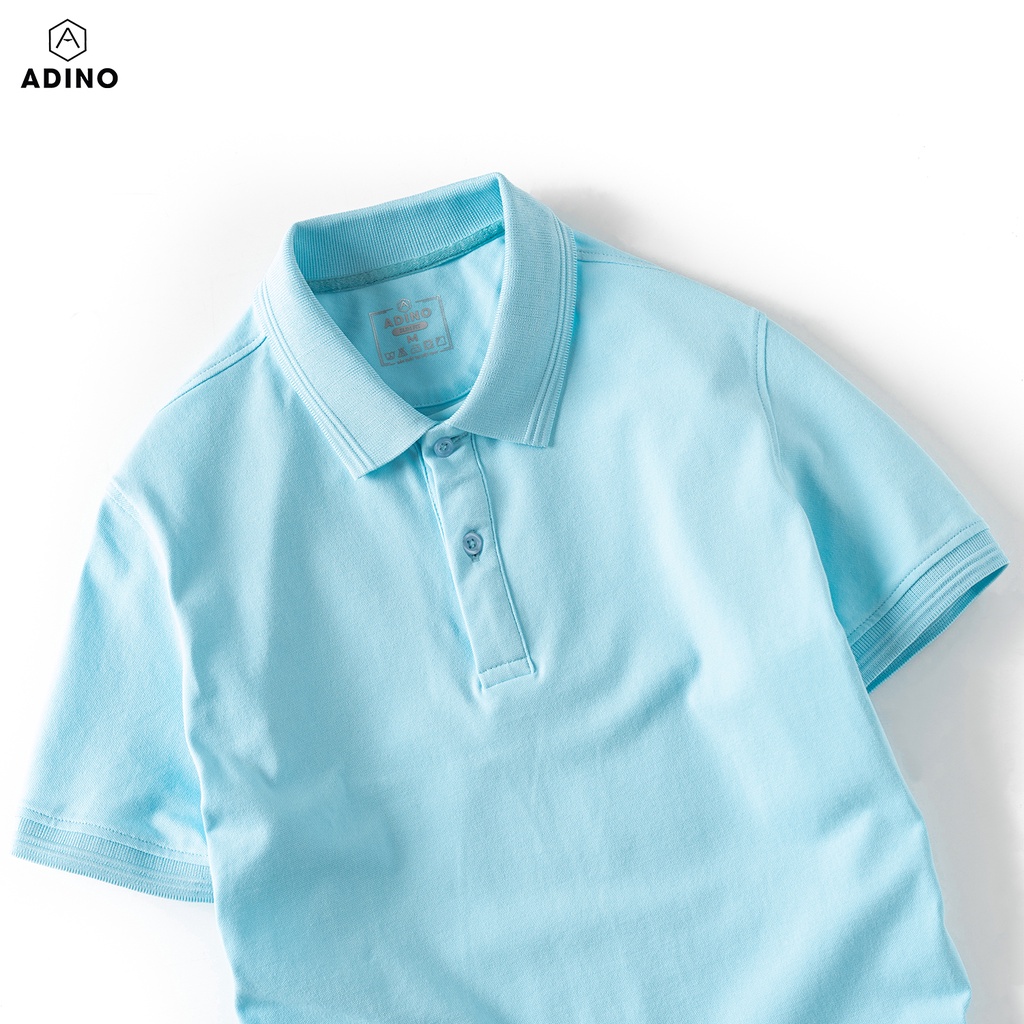 Áo thun có cổ nữ màu xanh ngọc phối viền chìm ADINO vải cotton polyester mềm dáng slimfit công sở hơi ôm trẻ trung APN03