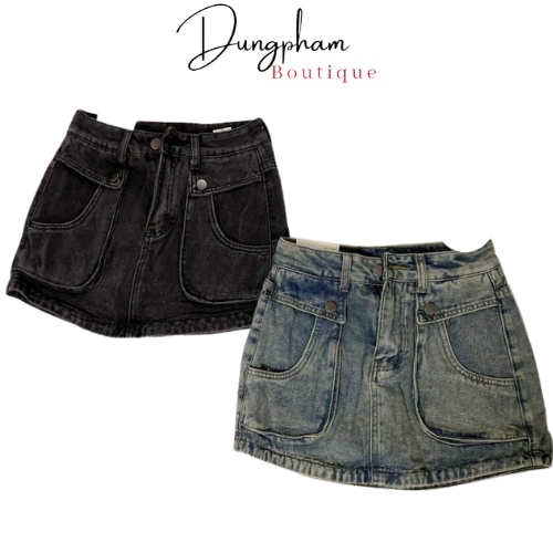 Chân váy jeans kèm đai hàng QCL1 - Dungpham.Boutique
