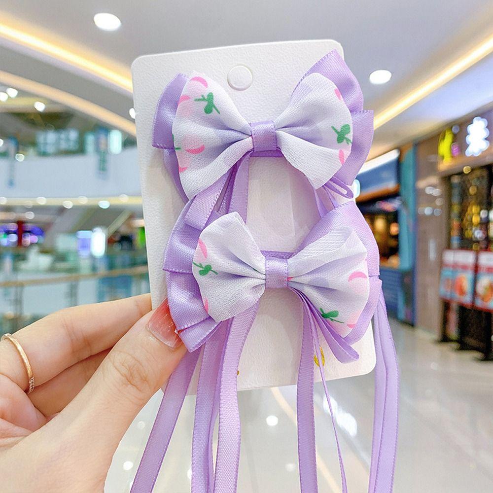 Kẹp Tóc Hình Nơ Dáng Dài Kiểu Dáng Ngọt Ngào Cho Bé Gái