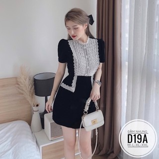 BIGSIZE Đầm nhung ren phối D19A
