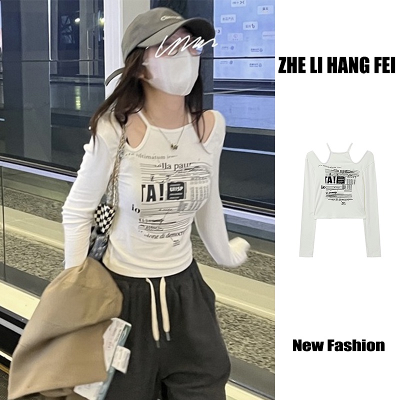 ZHELIHANGFEI Áo Dệt Kim Tay Dài Lưng Cao Dáng Ôm Quyến Rũ Cho Nữ