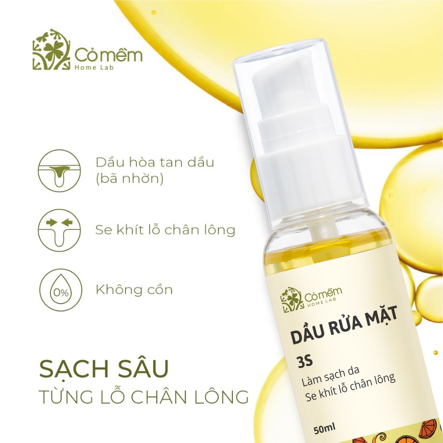 Dầu Tẩy Trang Rửa Mặt 3S Sạch Bã Nhờn Và Cặn Trang Điểm Trên Da Dưỡng Da Sáng Mịn Cỏ Mềm Homelab