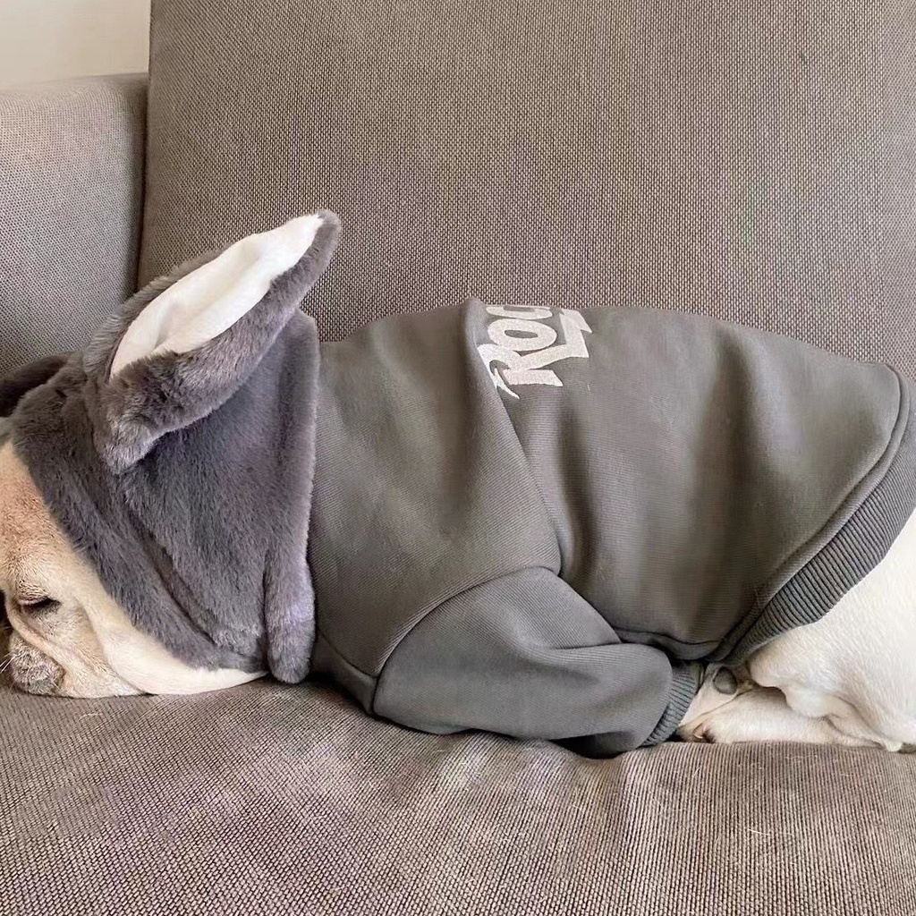 Áo Sweater Vải Lông Cừu Dày Dặn Giữ Ấm Mùa Thu Đông In Hình Chú Thỏ Pug Chiến Đấu Pháp Cho Cún Cưng Giao Hàng Miễn Phí