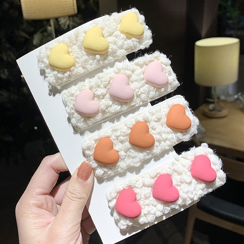 Kẹp Tóc Hình Chữ Nhật Màu Kẹo Hình Trái Tim Thời Trang Hàn Quốc Cho Bé Gái