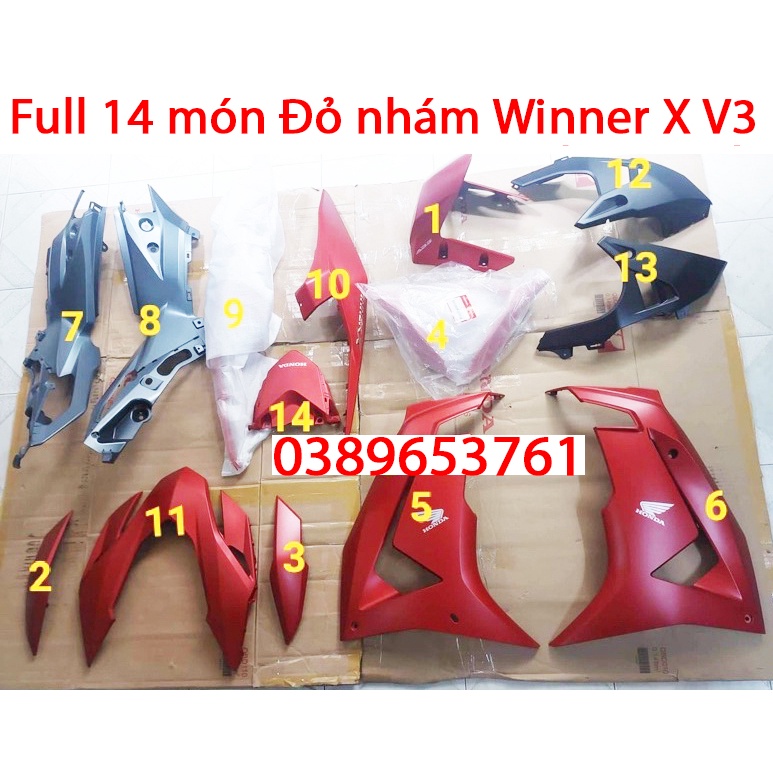 Dàn áo Winner X 2022/ Winner V3 Đỏ Nhám (Full bộ)