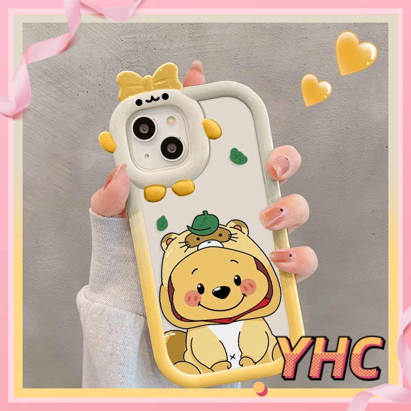 Ốp lưng iphone  mặt sau phim hoạt hình Vinnie Gấu dâu tây mô hình nơ ống kính S6 / 7 / 7plus / 8 / 8plus / X / xs / 11 / 12 / 13 / Pro / Max / Plus / promax-5053