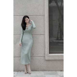 Váy body xoắn ngực gợi cảm chất liệu cotton gân cao cấp tôn form dáng