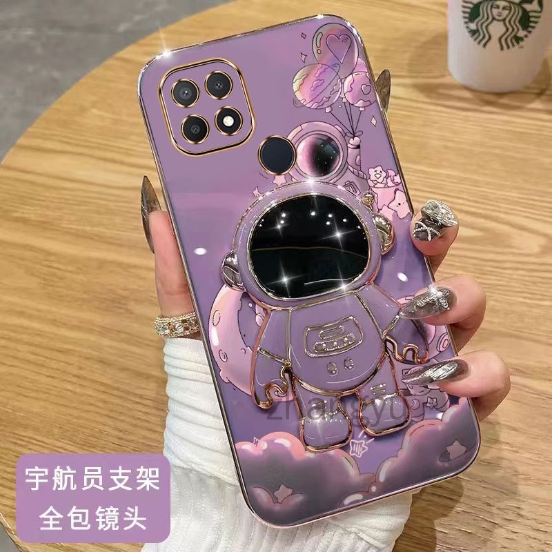 ốp lưng OPPO A15 OPPO A15S A35 A16 3D Mạ điện Ốp Điện Thoại TPU Mềm Siêu Mỏng Mạ Điện Hình Phi Hành Gia 3D Chống Sốc Cho OPPO A15 OPPO A15S A35 A16
