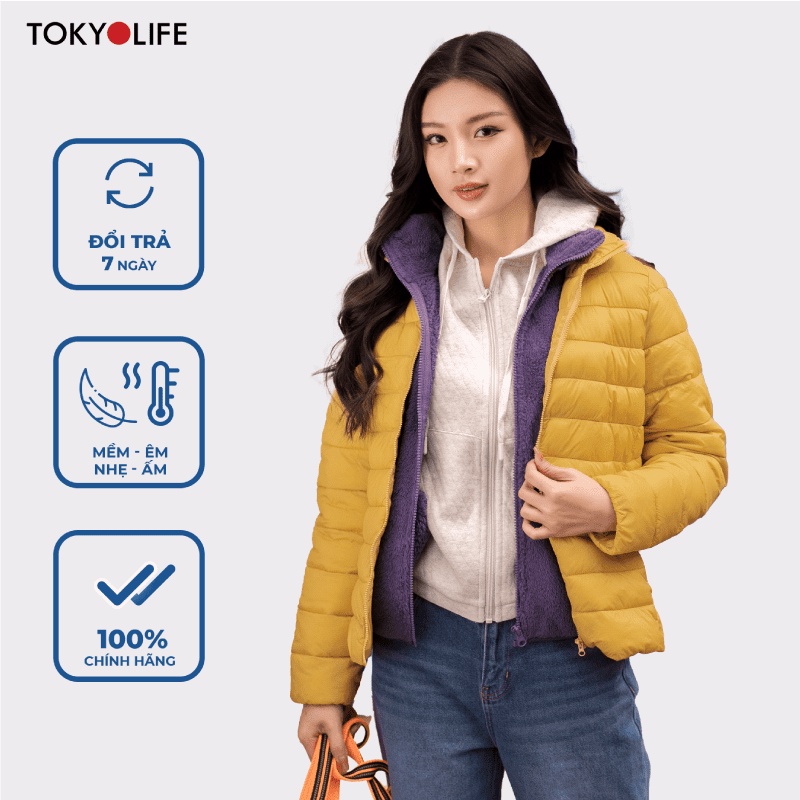 Áo khoác phao chần bông siêu nhẹ siêu ấm NỮ cổ cao dài tay TOKYOLIFE C9JCK002L và N1/C9JCK002L