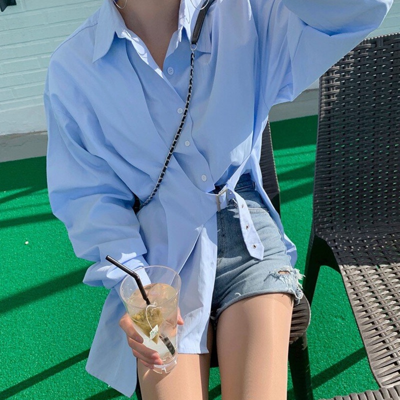 Áo Sơ Mi Nữ Tay Dài Kiểu Dáng Retro Thời Trang Phong Cách Hàn Quốc