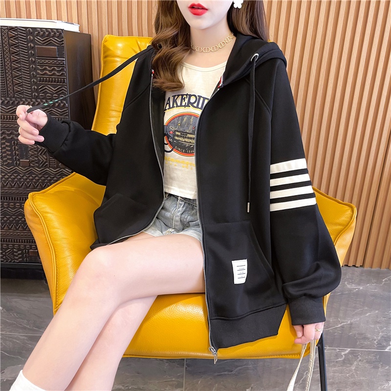 Áo khoác hoodie cardigan có khóa phối viền tay 3 màu siêu hấp dẫn, Áo nỉ Thu Đông hot trend mới nhất 2022 HKN03 | BigBuy360 - bigbuy360.vn