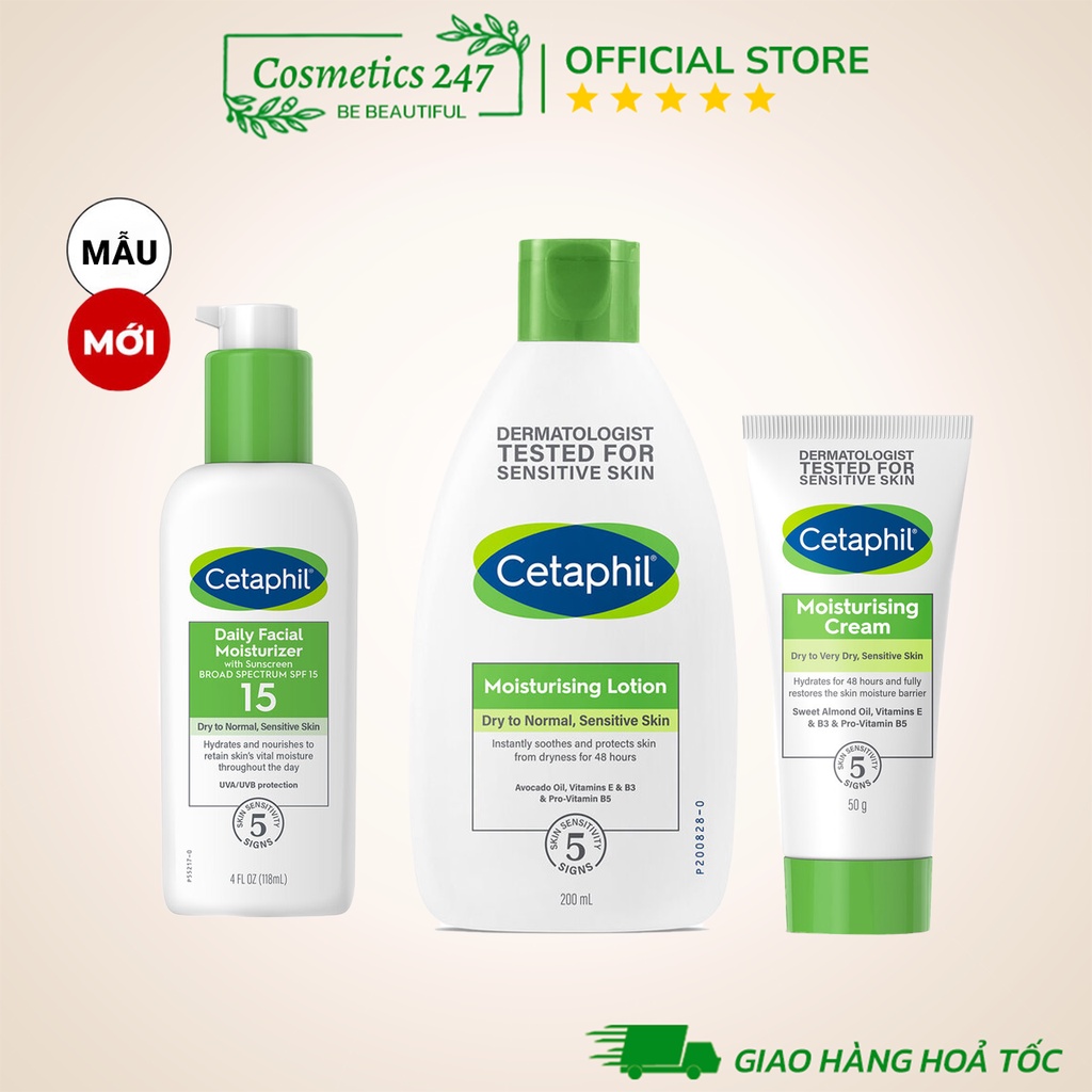 Kem Dưỡng Ẩm Cetaphil Moisturising Cream & Lotion Dịu Nhẹ 50G - 118ML - 200ML