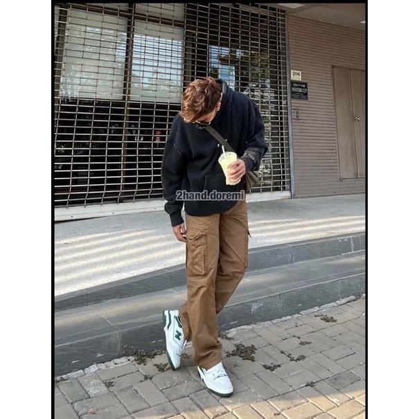 Quần Kaki Cargo Túi Hộp Ống Suông Vải Dày Dặn Unisex Nam Nữ