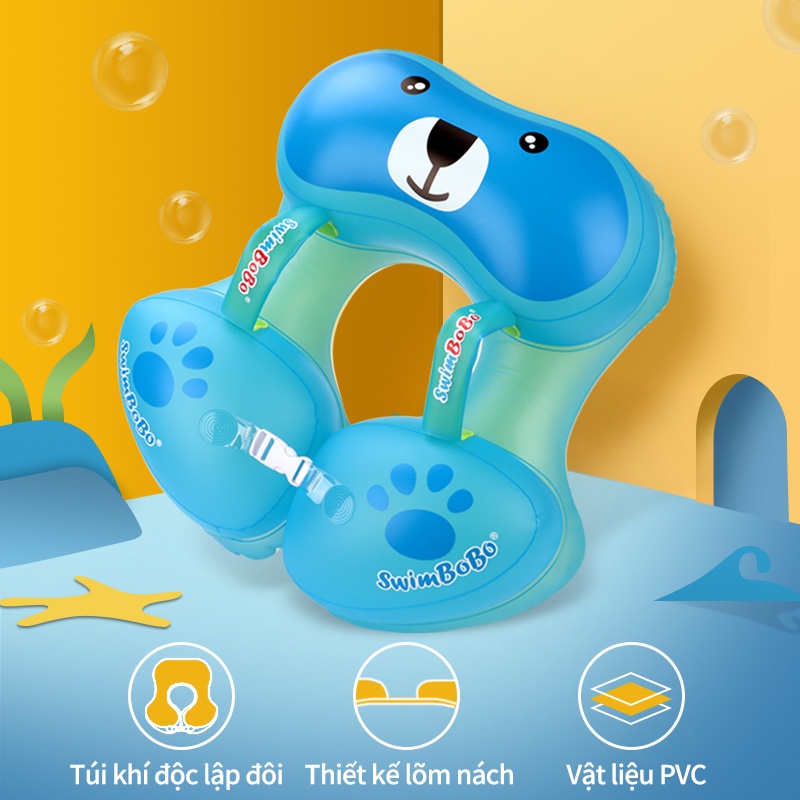 Phao Bơi Bơm Hơi Hình Cá Voi / Gấu Hoạt Hình Có Thể Tháo Rời Cho Bé
