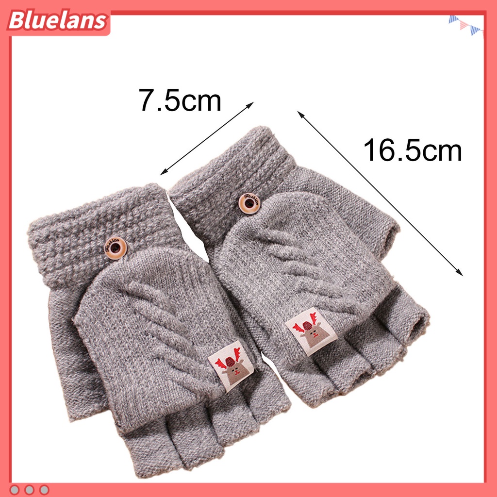 1 Đôi Găng Tay Hở Ngón Bằng Vải Dệt Kim Ấm Áp Sử Dụng Hàng Ngày