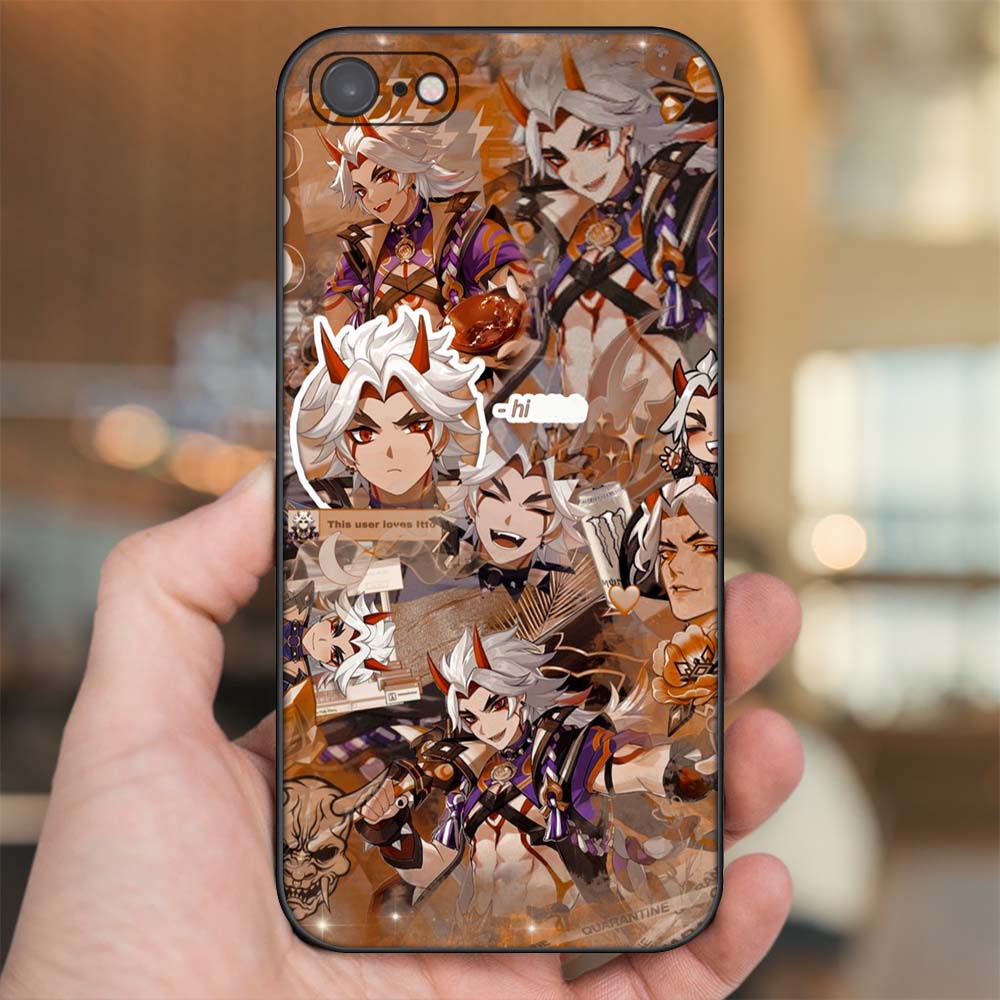 Ốp lưng iPhone 7, 8 dẻo đen cạnh vuông in hình Arataki Itto Genshin Impact