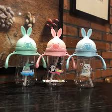 Bình nước tập uống cho bé FREESHIP Bình con thỏ có van chống sặc cao cấp 250ml bằng nhựa PP chịu nhiệt tốt