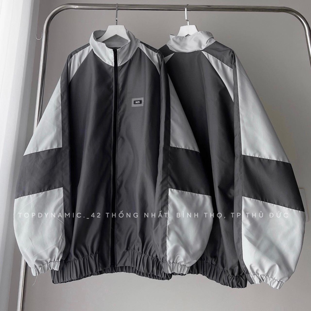 Áo khoác dù phối &quot; WZS &quot; / form rộng unisex (Ảnh shop tự chụp)