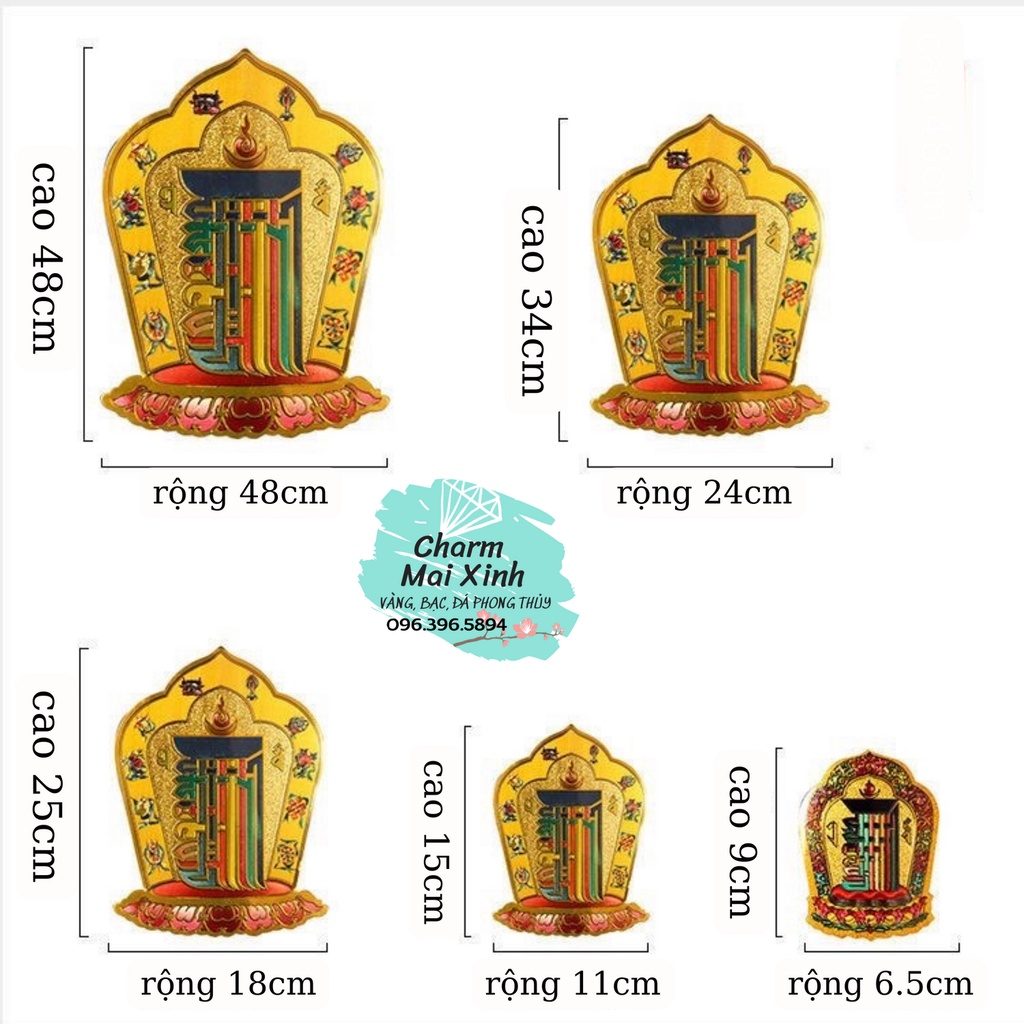 Miếng Dán Thời Luân Kalachakra nhiều kích thước - Cầu Bình An - May Mắn - Để điện thoại, dán xe, nhà cửa.