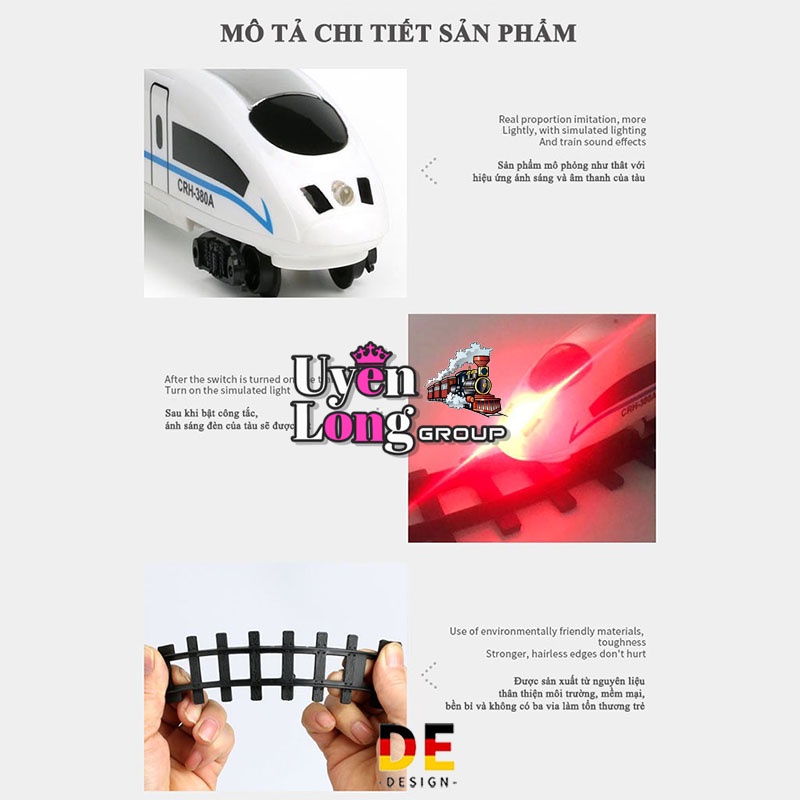 Tàu Cao Tốc Đường Ray 3 Toa Mô Phỏng Theo Tầu Cao Tốc Hàng Đầu Của Nhật Bản, Âm Thanh, Đèn Flash Sống Động