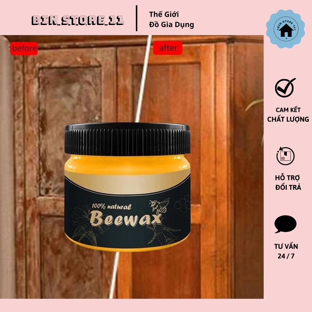 Sáp ong Beewax đánh bóng đồ gỗ, Sáp tự nhiên làm bóng bàn ghế tủ gỗ - Bin Store