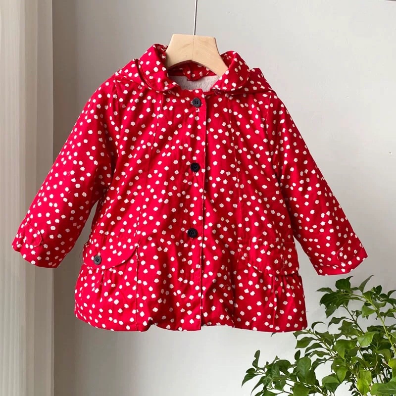 Áo khoác kaki lót lông cho bé gái