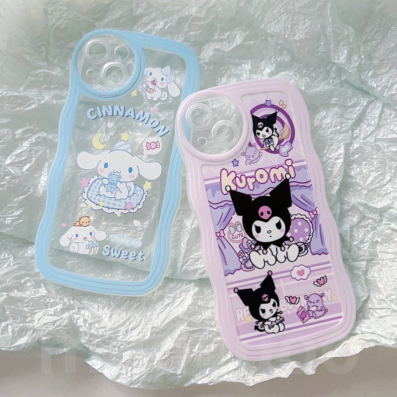 Cartoon Casing Samsung Galaxy A54 A34 A24 A14 A12 A04 A73 A53 A52 A52S A33 A32 A23 A72 A22 A13 4G 5G A03S A02S A11 A02 A03 A51 A50 A50S A30S A20 A30 A20S A10S A21S M22 M32 M12 M11 M02 Cute Waves Edge Cinnamon Kuromi Fine hole Clear Soft Phone Case STB 15