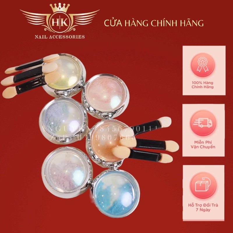 Set 6 bột tráng gương ngọc trai HK NAIL ACCESSORIES