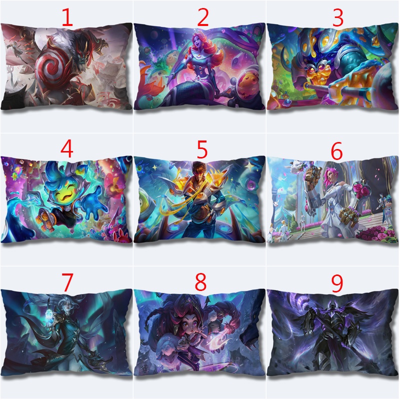 Vỏ Gối Chữ Nhật Polyester In Hình Liên Minh Huyền Thoại LOL Trang Trí Phòng Ngủ
