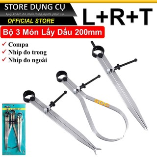 Bộ 3 compa lấy dấu cơ khí 200mm l+r+t | compa nhíp đo trong, nhíp đo ngoài lrt cp-200