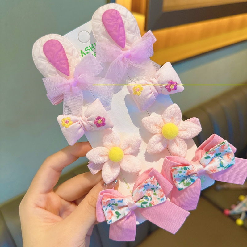 Sét kẹp cặp tóc bằng vải nhiều hình cute dễ thương cho bé gái