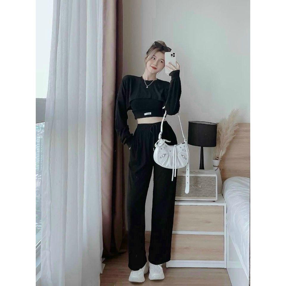 (Sale FreeShip) Sét bộ thun cá tính 3 món,bộ ống suông thích hợp cho nàng dạo phố,chất cotton xịn chuẩn shop