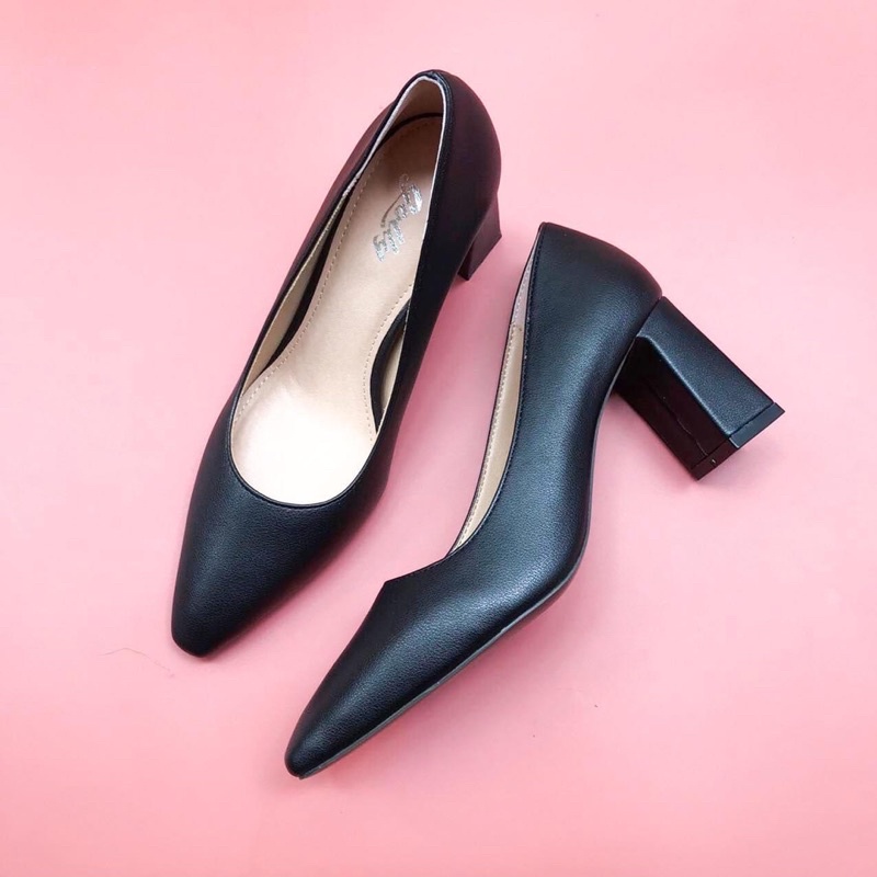 Giày cao gót công sở 7 phân đế vuông gót vuông da mềm đế êm nhẹ