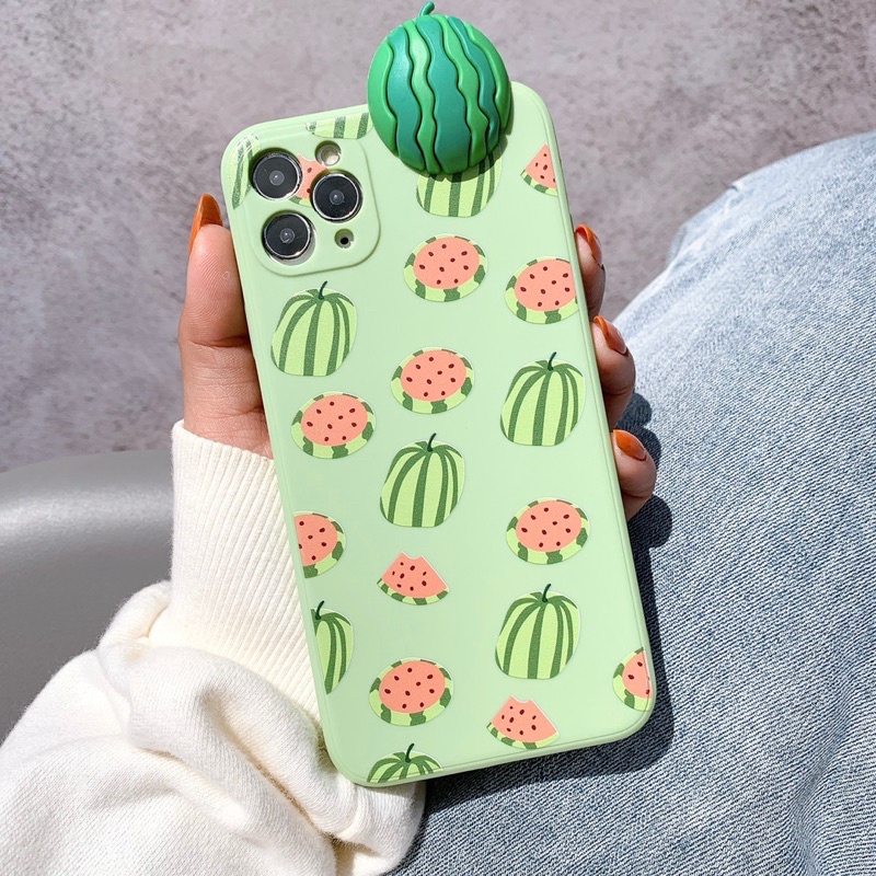 Ốp Lưng Silicon Màu Bảo Vệ Camera Hình Nổi Banana And Watermelon