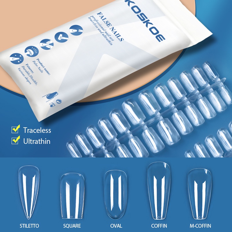 UR SUGAR Bộ 120 Móng Tay Giả Dạng Nhấn Bán Nguyệt Che Phủ Toàn Diện Chuyên Dụng Cho Salon