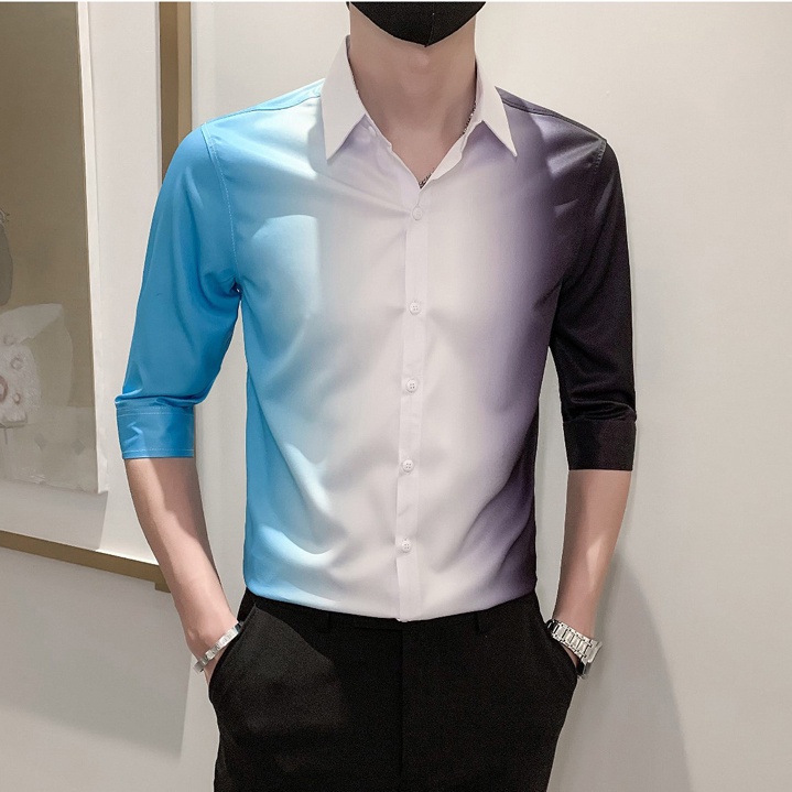 áo sơ mi phối màu tay lỡ phong cách hàn quốc cool ngầu cực chất, chất vải mềm mịn, thoáng mát - H61