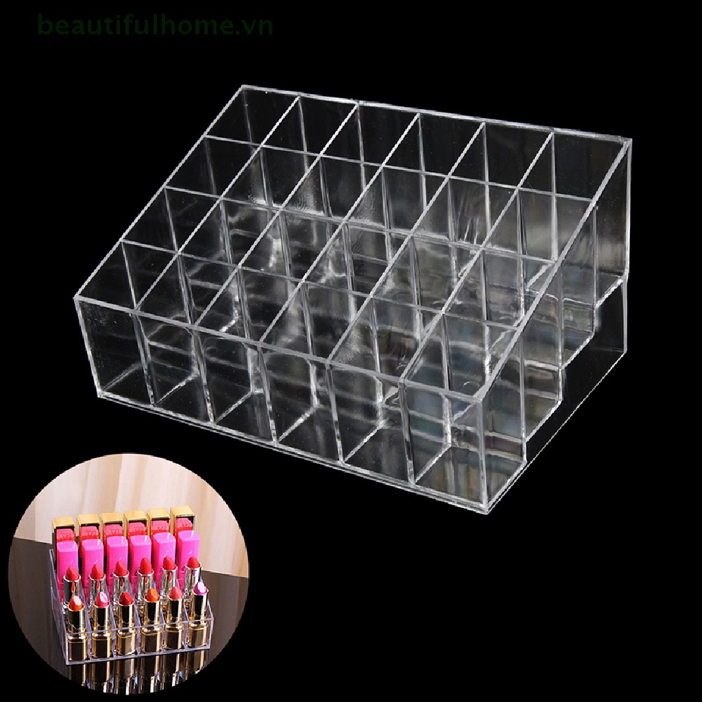 Giá Đỡ Trưng Bày Son Môi 24 Ngăn Bằng Acrylic Trong Suốt