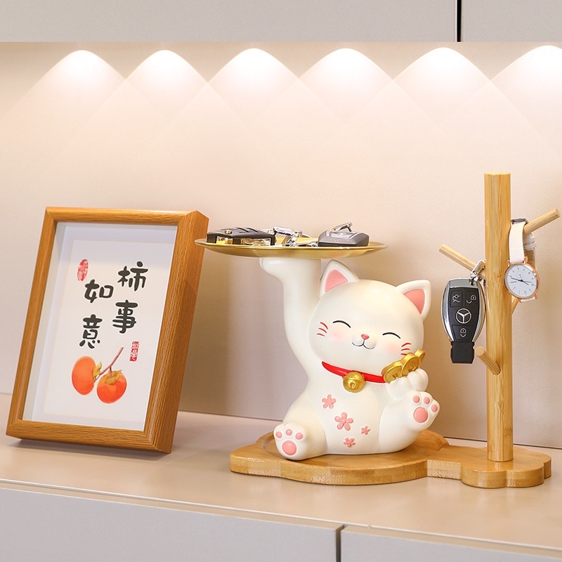 Mèo thần tài, mèo may mắn hũ tiết kiệm, bê đĩa khay xinh xắn