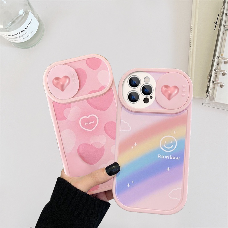Ốp điện thoại iphone nắp trượt tròn tim be love cầu vồng 6/6splus/7/7plus/8/8plus/x/xs/11/12/13/14/pro/max/plus/promax
