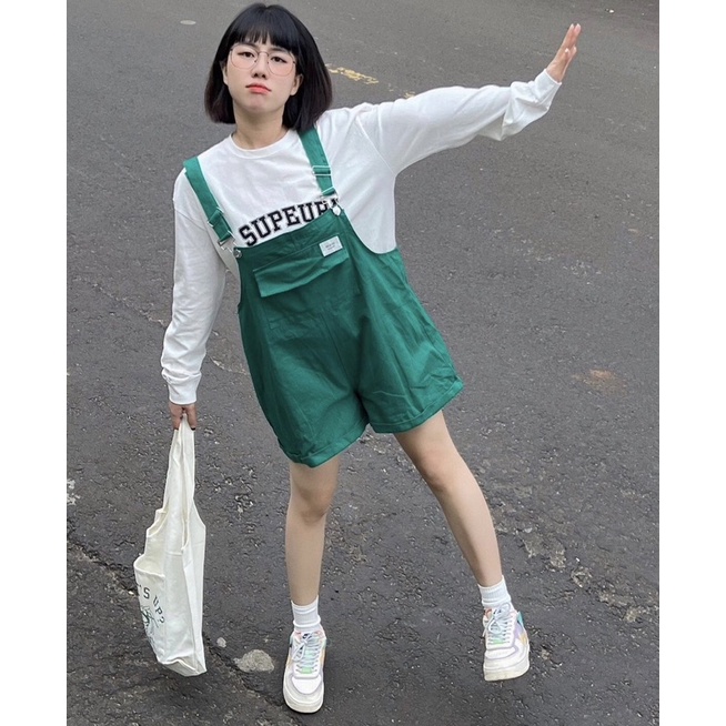 SET YẾM KAKI XANH KÈM ÁO TAY DÀI CHỮ  ✨