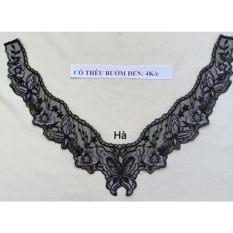 Cổ áo thêu nền lưới