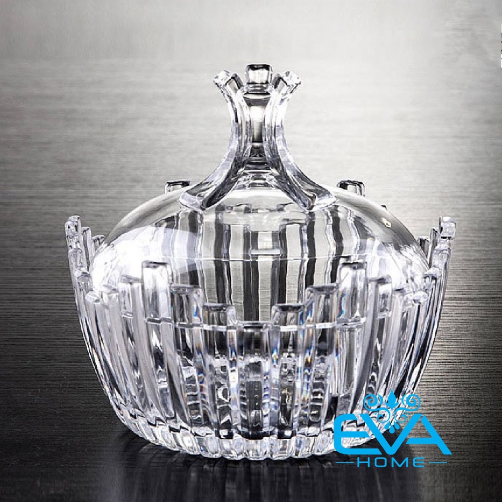 Thố Mứt Thuỷ Tinh Pha Lê Delisoga Hoạ Văn Sọc Bầu Rainbow Shape Jar Deli 20265-5 Phong Cách Royal Sang Trọng