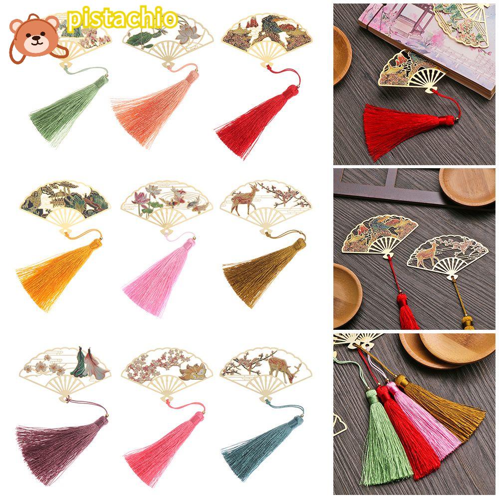 Thẻ Đánh Dấu Trang Sách Bằng Đồng Thau Phối Tua Rua Phong Cách Retro