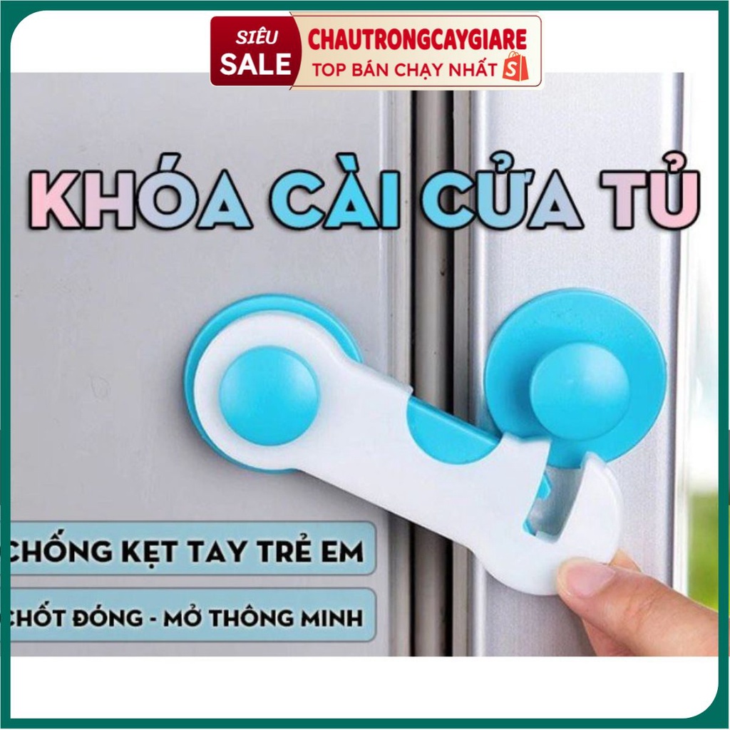 Khóa gài đai giữ tủ lạnh siêu chắc chắn, chốt tủ lạnh tủ quần áo an toàn cho bé, không kẹp tay