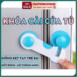 Khóa gài đai giữ tủ lạnh siêu chắc chắn, chốt tủ lạnh tủ quần áo an toàn cho bé, không kẹp tay