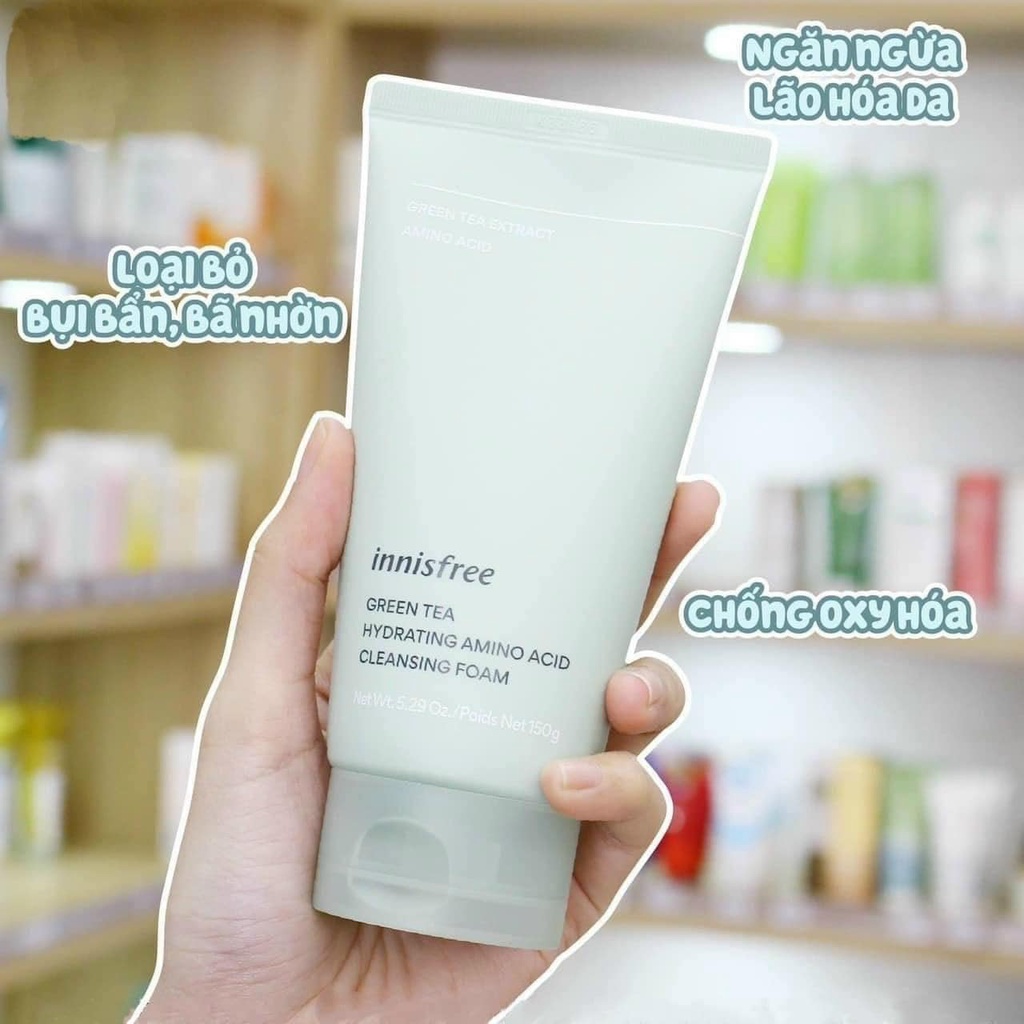 Innisfree -Sữa Rửa Mặt Trà Xanh và Tro Núi Lửa Làm Sạch Sâu Phù Hợp Cho Mọi Loại Da 150ml